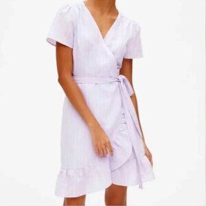 GAP Stripe Ruffle Wrap Dress in Linen-Cotton